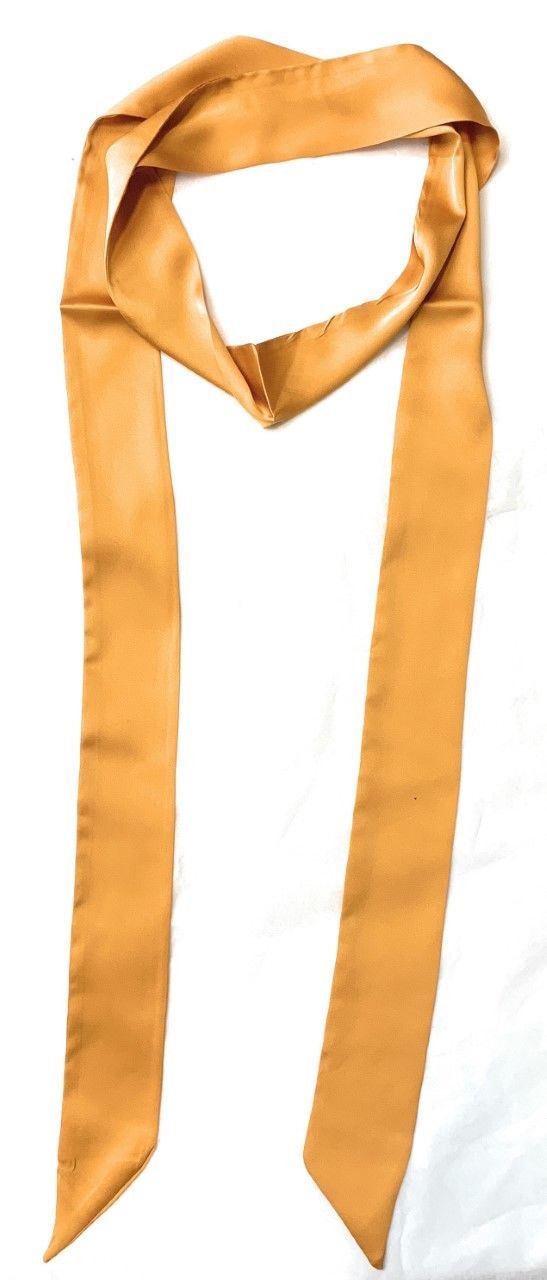 Women Skinny Scarf Satin Faux Silk Long Slim Ribbon Thin Fashion Ladies Scarves[Mustard Yellow]