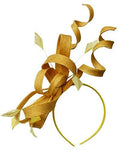Caprilite Gold Swirl Loop Sinamay Headband Fascinator for Women Wedding Ascot Races