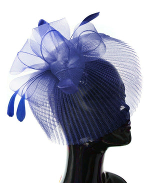 Veil Fan Feathers Fascinator on Headband Wedding Races Net Hat Big