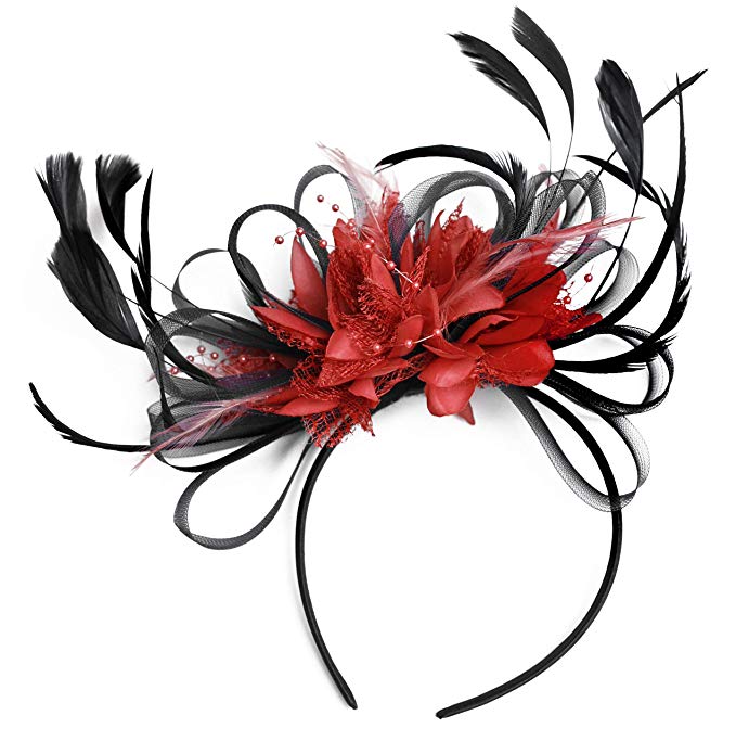 Caprilite Black Hoop & Scarlet Red Fascinator on Headband