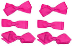 Fuchsia Hot Pink Classic 3 Pairs of Girls Kids Small Hair Bow Clips Gripes - School Uniform Colours Grosgrain Ribbon