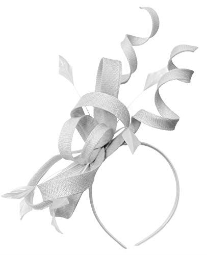 Caprilite White Swirl Loop Sinamay Headband Fascinator for Women Wedding Ascot Races