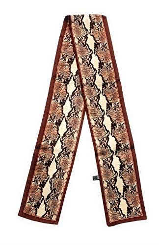 Foulard/foulard court et skinny, breloque de sac, look vintage des années 20 – imprimé animal peau de serpent marron – 9,5 cm de large