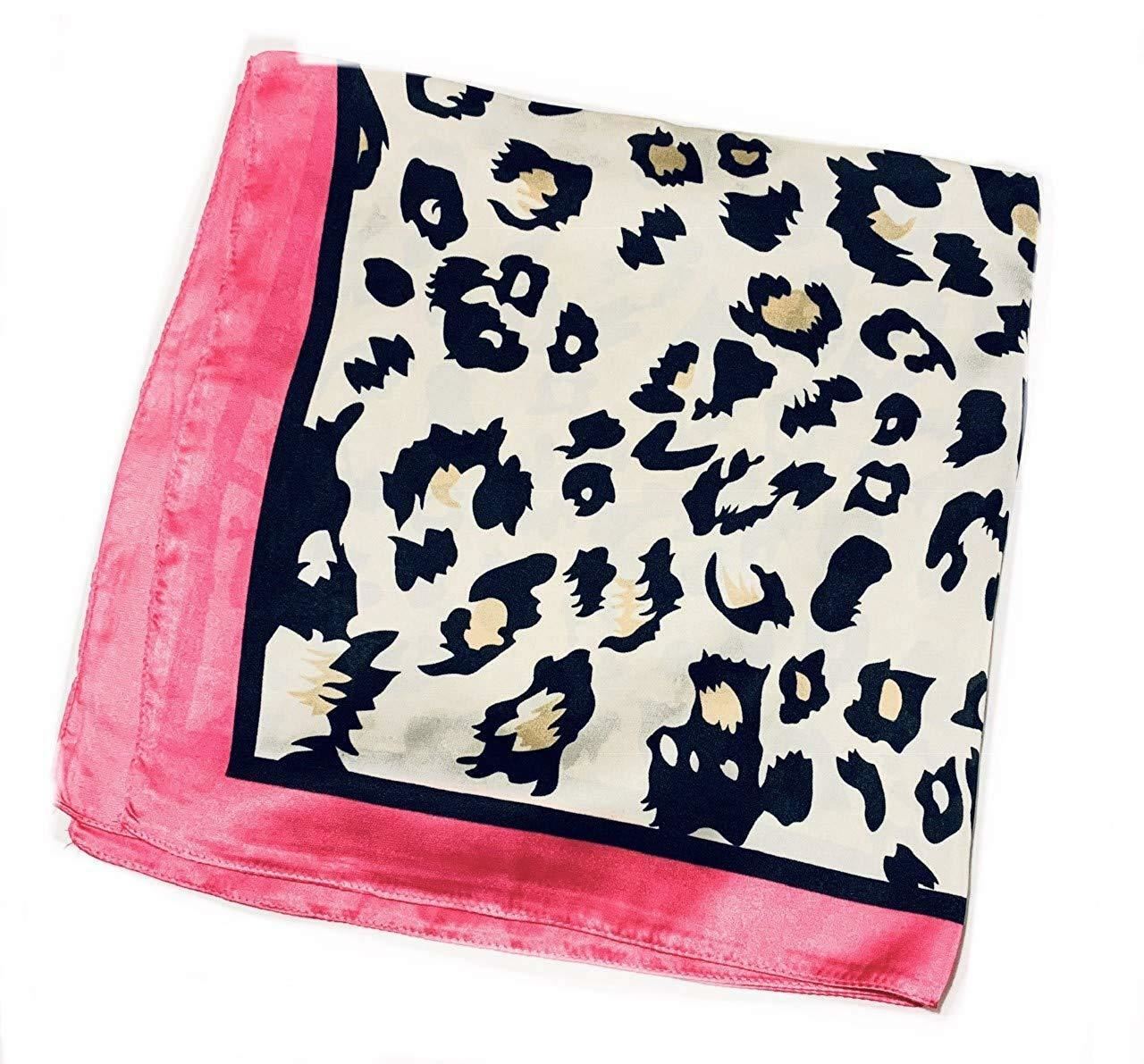 Fuchsia Pink Leopard Print Scarf Thin Silky Womens Summer Spring