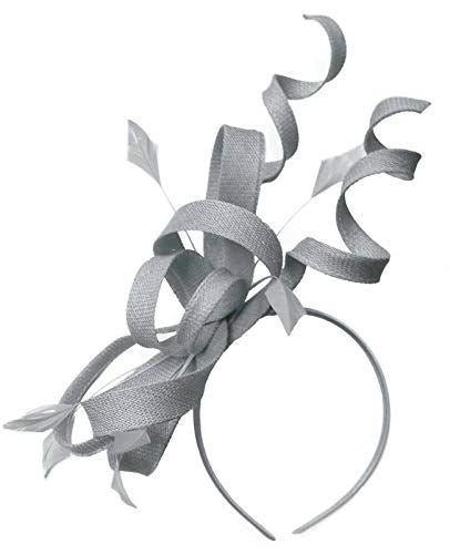Caprilite Silver Grey Swirl Loop Sinamay Headband Fascinator for Women Wedding Ascot Races