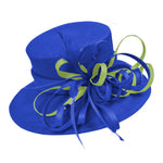 Royal Blue and Lime Green Large Queen Brim Hat Occasion Hatinator Fascinator Weddings Formal