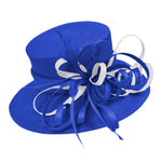 Royal Blue and White Large Queen Brim Hat Occasion Hatinator Fascinator Weddings Formal
