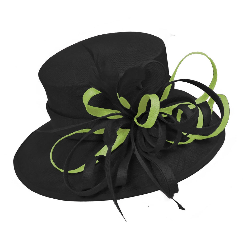 Black and Lime Green Large Queen Brim Hat Occasion Hatinator Fascinator Weddings Formal