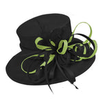 Noir et vert lime grand chapeau à bord de la reine Occasion Hatinator Fascinator mariages formels