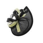 Caprilite Vegan MoonMix Hoop Fascinator Hat on Headband Wedding Ascot Races Bespoke Sinamay Disc - Black Cream