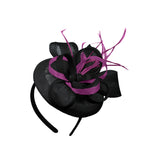 Black Plum Mix Round Pillbox Bow Sinamay Headband Fascinator Weddings Ascot Hatinator Races