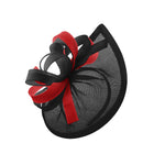 Caprilite Vegan MoonMix Hoop Fascinator Chapeau sur bandeau Mariage Ascot Races Sur mesure Sinamay Disc - Noir Rouge