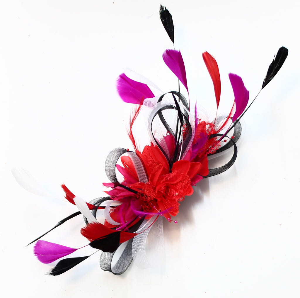 Bespoke Headband Black White Red Fuchsia Hoopmix on Clip