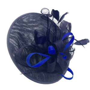 Caprilite Big Soucoupe Sinamay Bleu Marine &amp; Bleu Royal Couleur Mixte Bibi Sur Bandeau