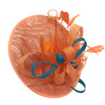 Caprilite Big Saucer Sinamay Orange & Teal Mixed Colour Fascinator On Headband