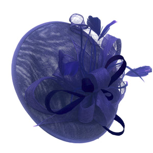 Caprilite Big Saucer Sinamay Royal Blue & Navy Blue Mixed Colour Fascinator On Headband