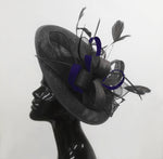 Caprilite Big Saucer Sinamay Black & Navy Mixed Colour Fascinator On Headband