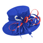 Union Jack Fascinator Blue Red White Large Queen Brim Hat Occasion Hatinator Weddings Formal