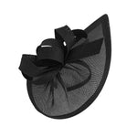 Caprilite Vegan Moon Hoop Fascinator Hat on Headband Wedding Ascot Races Bespoke Sinamay Disc - Black