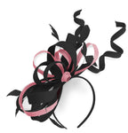 Caprilite Black and Baby PinkWedding Swirl Fascinator Headband Alice Band Ascot Races Loop Net