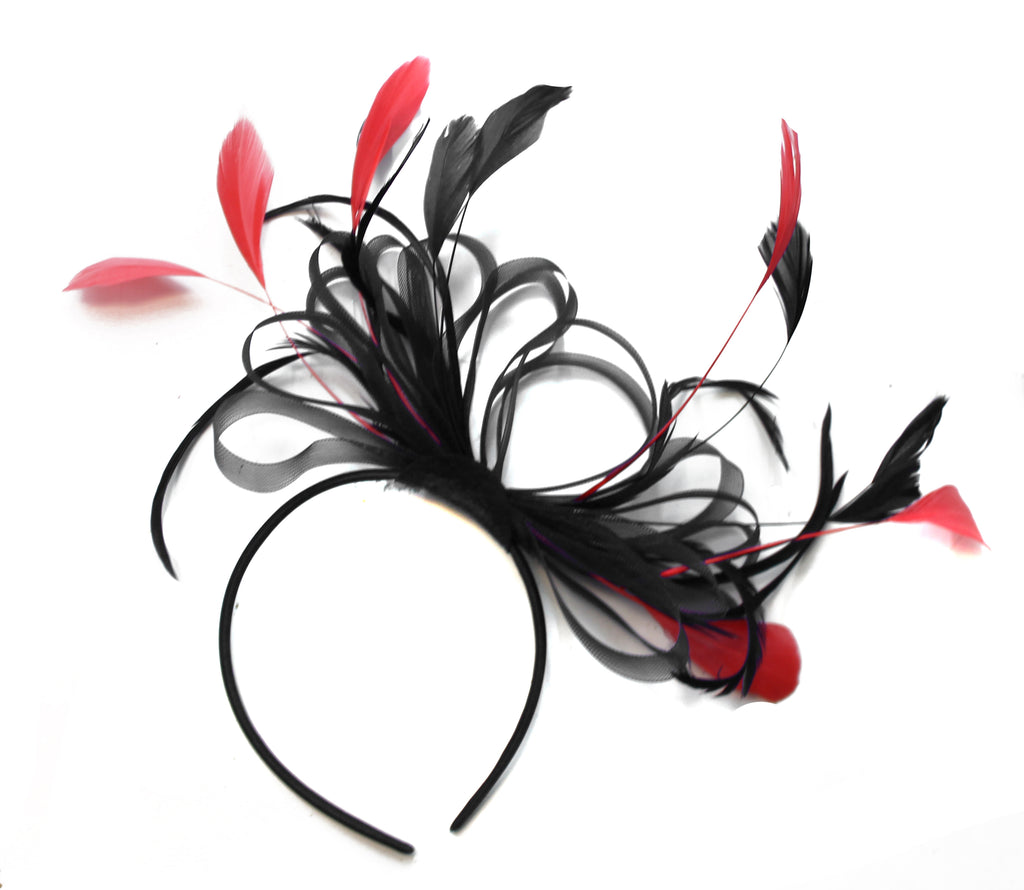 Black and Coral Classic Hoop Fascinator