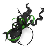 Caprilite Black and Green Wedding Swirl Fascinator Headband Alice Band Ascot Races Loop Net