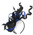 Caprilite Black and Royal Blue Wedding Swirl Fascinator Headband Alice Band Ascot Races Loop Net