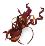 Caprilite Burgundy and Burnt Orange Wedding Swirl Fascinator Headband Alice Band Ascot Races Loop Net