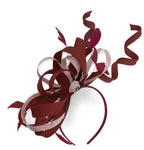 Caprilite Bourgogne et Rose Poussiéreux Mariage Swirl Fascinator Bandeau Alice Band Ascot Races Loop Net