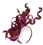 Caprilite Bourgogne et Fuchsia Mariage Swirl Fascinator Bandeau Alice Band Ascot Races Loop Net