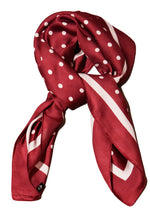 Womens Burgundy and White Polka Dot Thin Silky Scarf for Summer and Spring