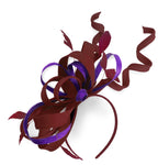 Caprilite Burgundy and Purple Wedding Swirl Fascinator Headband Alice Band Ascot Races Loop Net