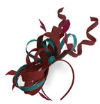 Caprilite Burgundy and Teal Wedding Swirl Fascinator Headband Alice Band Ascot Races Loop Net