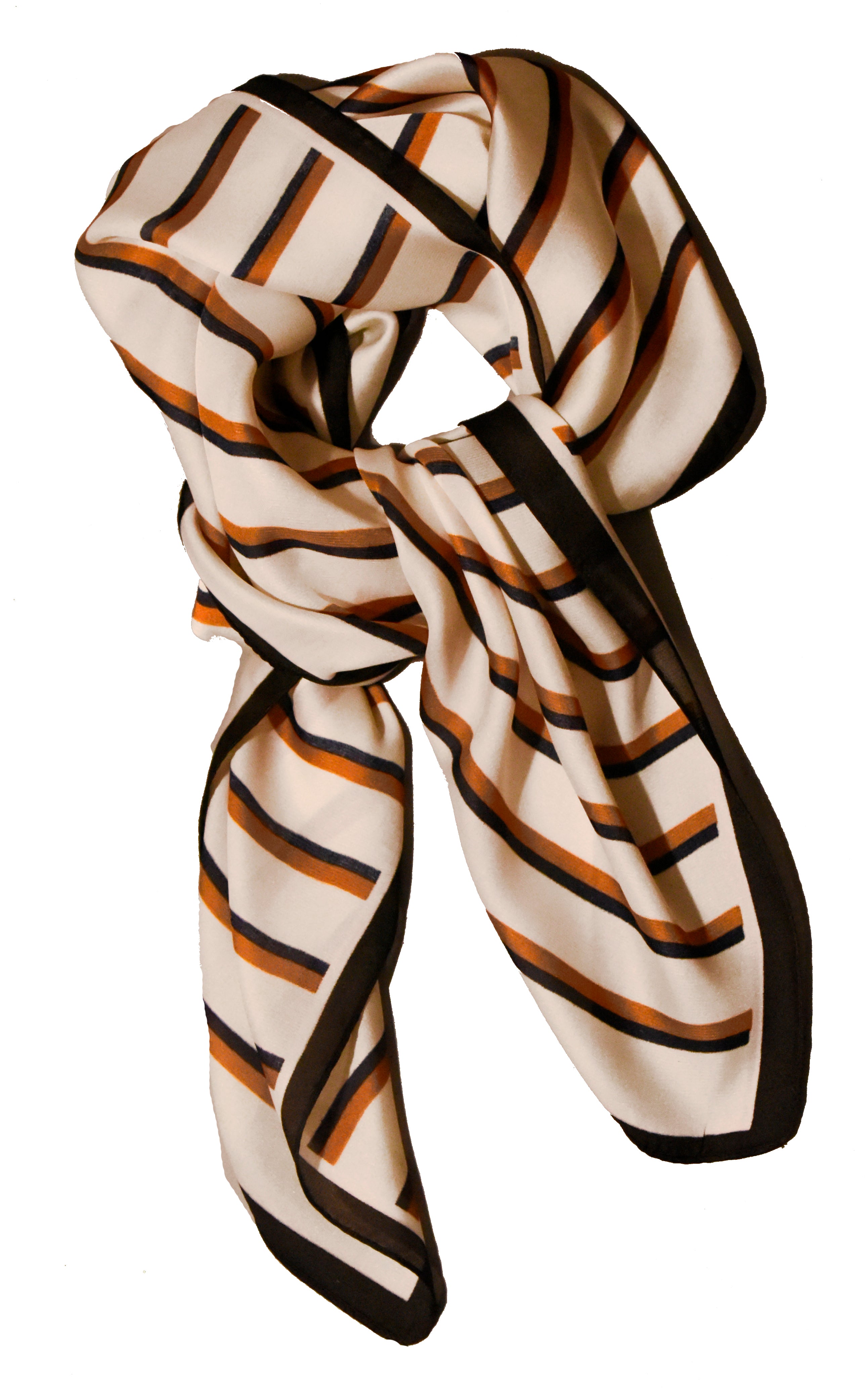 Burnt Orange and Cream Stripes Thin Scarf Spring and Summer