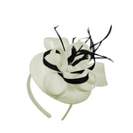 Cream Black Mix Round Pillbox Bow Sinamay Headband Fascinator Weddings Ascot Hatinator Races