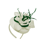 Crème vert mélange rond pilulier arc Sinamay bandeau bibi mariages Ascot Hatinator courses