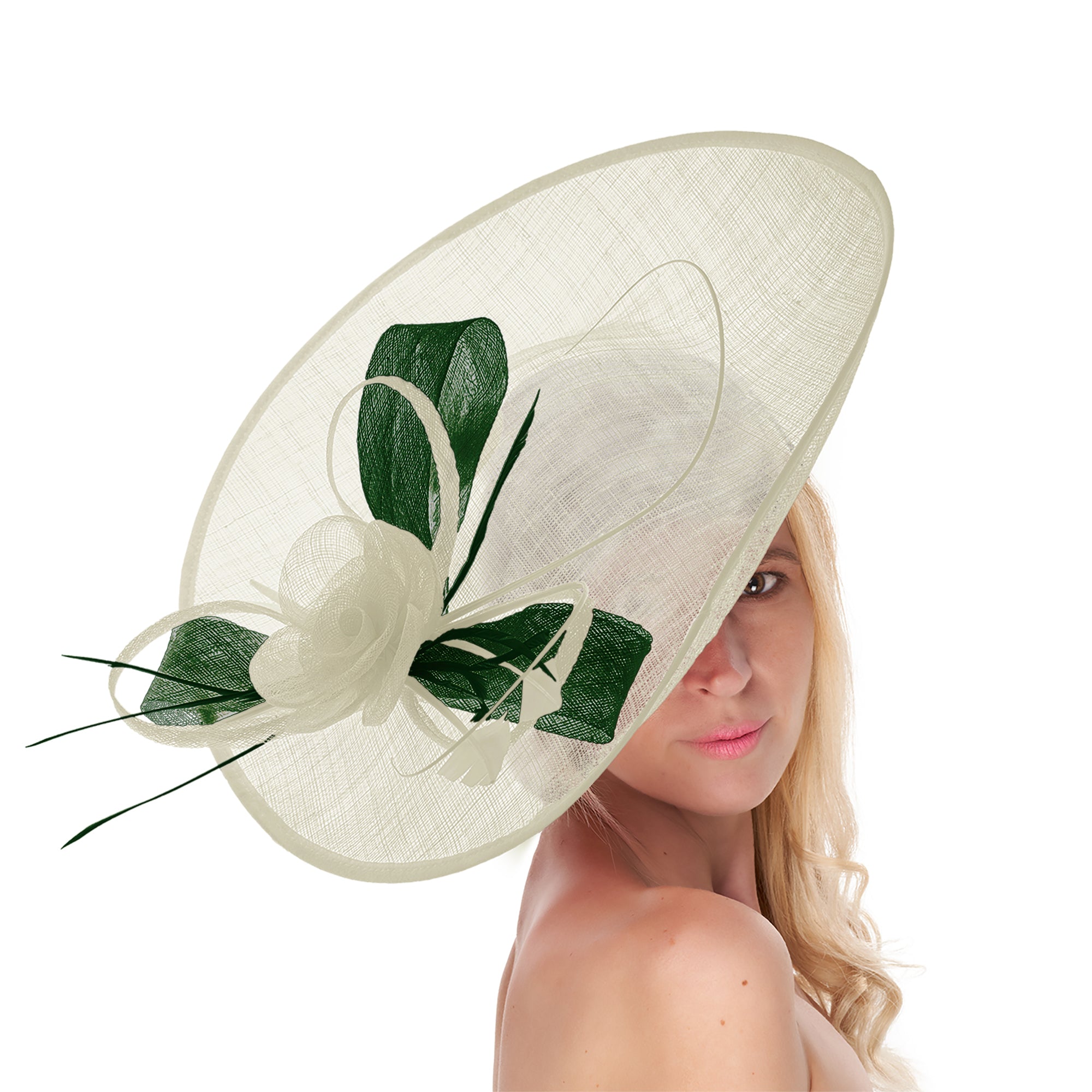 Caprilite UK Online Cream Ivory Green Mix 41cm Large SInamay caprilite-uk-online-cream-ivory-green-mix-41cm-large-sinamay