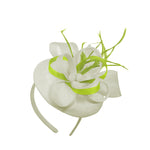 Crème Lime Mix Round Pillbox Bow Sinamay Bandeau Fascinator Mariages Ascot Hatinator Races