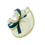 Caprilite Vegan MoonMix Hoop Fascinator Chapeau sur bandeau Mariage Ascot Races Sur mesure Sinamay Disc - Crème Sarcelle