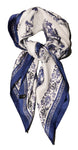 Blue and White Oriental Chinese Scarf Thin Silky Womens Summer Spring