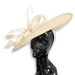 Crème Ivoire Sarcelle Mélange 41 cm Grand SInamay Hatinator Disc Soucoupe Bord Chapeau Fascinateur sur Bandeau