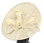 Cream Ivory 41cm Large SInamay Hatinator Disc Saucer Brim Hat Fascinator on Headband