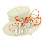Cream Ivory and Burnt Orange Large Brim Queen Hat Occasion Hatinator Fascinator Weddings Formal