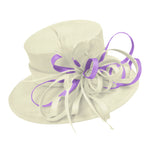Cream Ivory and Lilac Purple Large Brim Queen Hat Occasion Hatinator Fascinator Weddings Formal