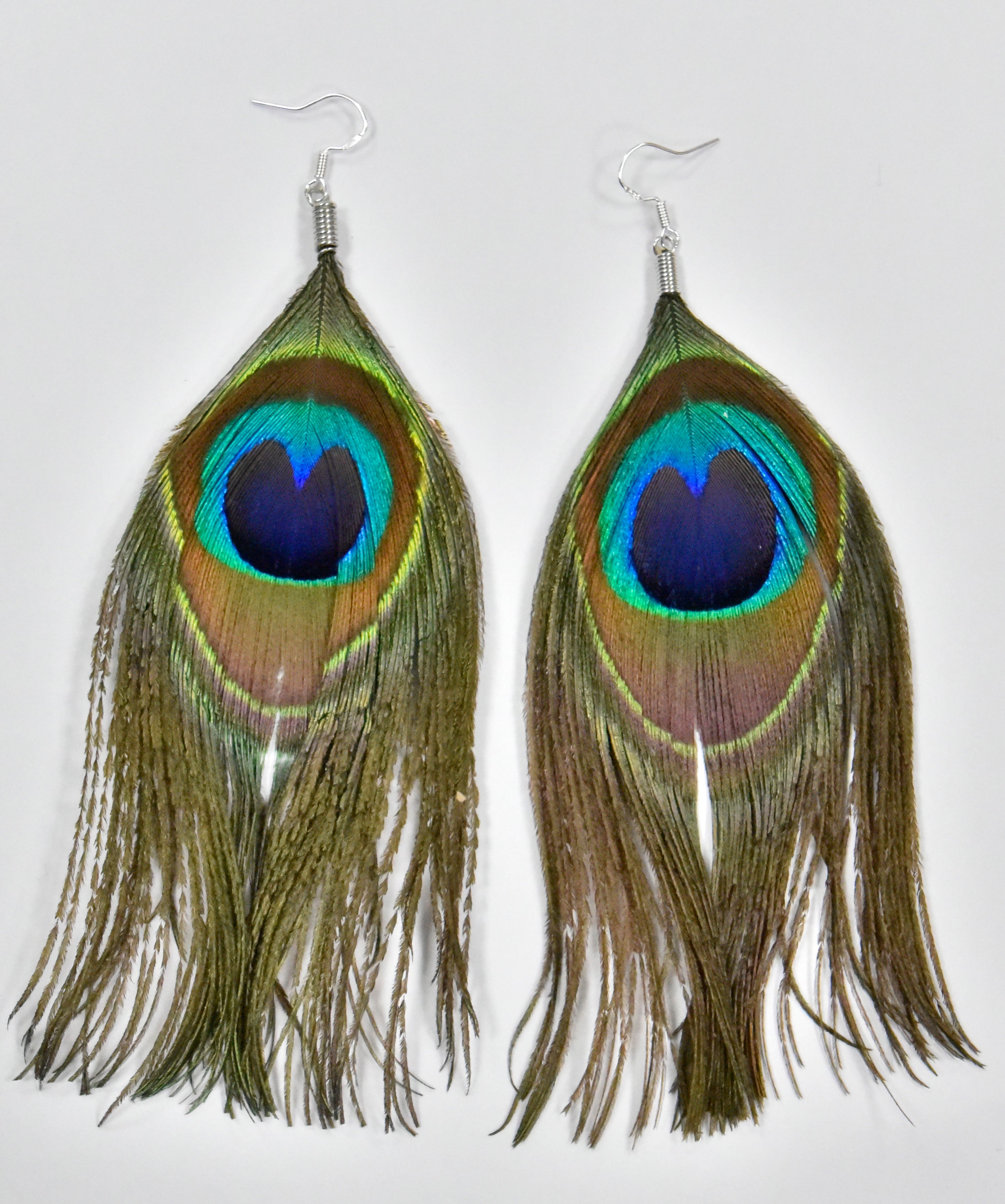 Peacock Earrings with 925 Silver Hooks