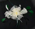 Butterfly Fascinator in Cream ivory and forest Green