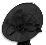 Noir 41 cm grand SInamay Hatinator disque soucoupe bord chapeau fascinateur sur bandeau