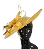Mustard Gold Lavender 41cm Mix Large Sinamay Hatinator Disc Saucer Brim Hat Fascinator on Headband