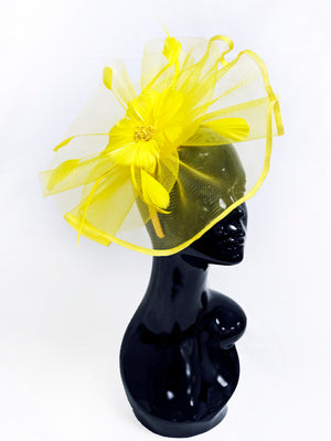 Large Flower Disc Fascinator net on Headband and Clip