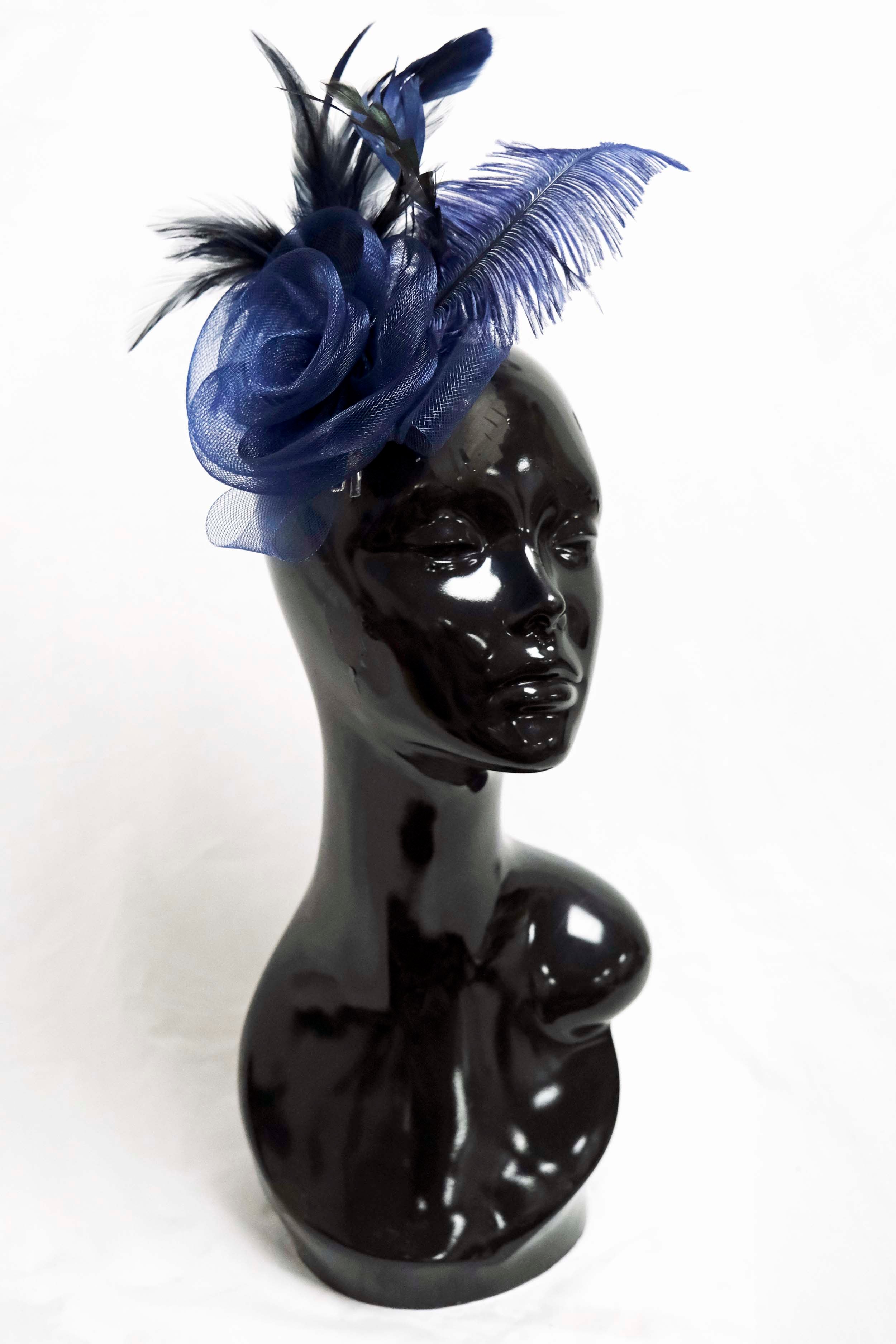 Caprilite UK Online | Navy Large Flower Fascinator Weddings Ascot ...